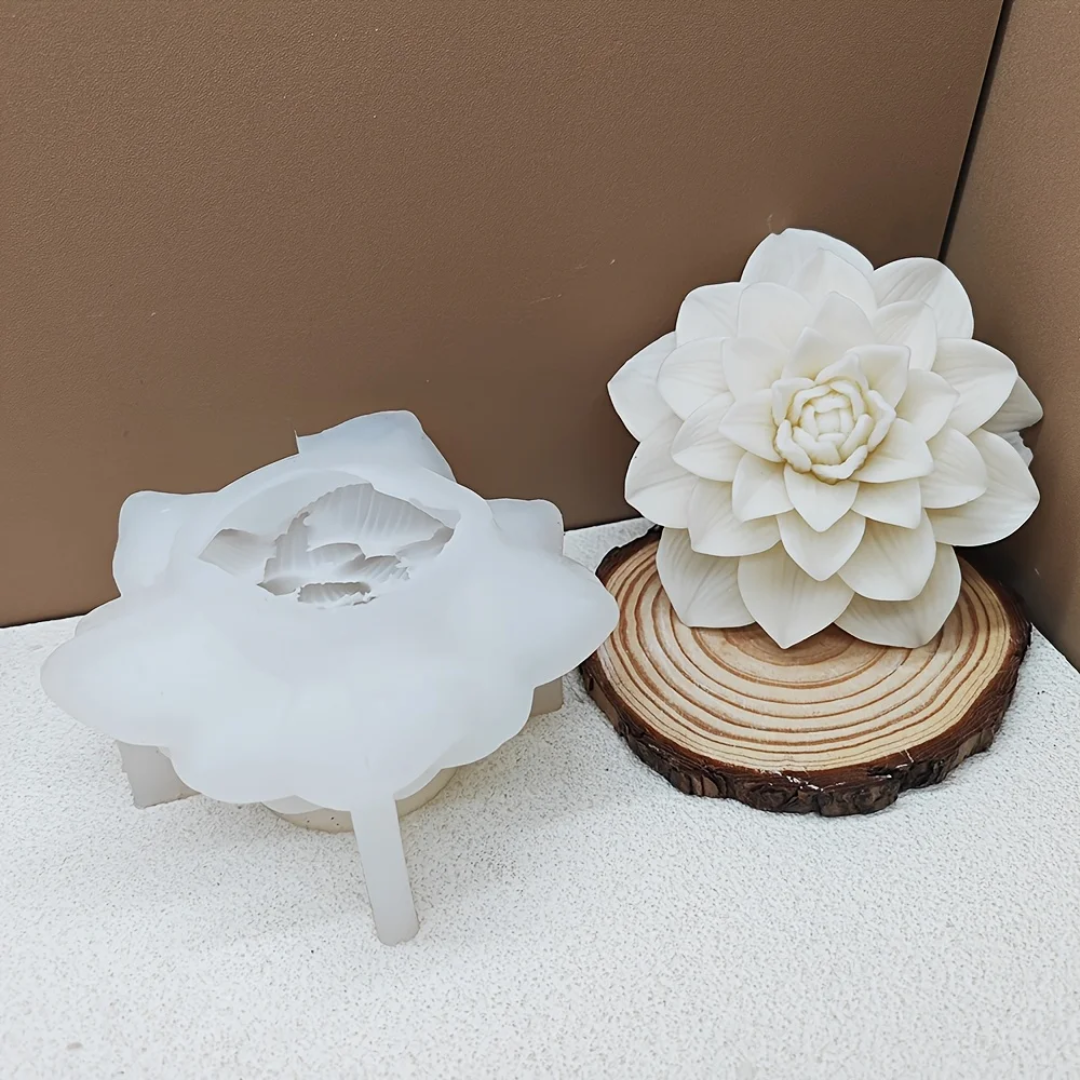 The Large Dahlia Silicone Candle Mould silicone candle mould from MYKA Candles and Moulds, a professional supply for candle, soap, and baking moulds.