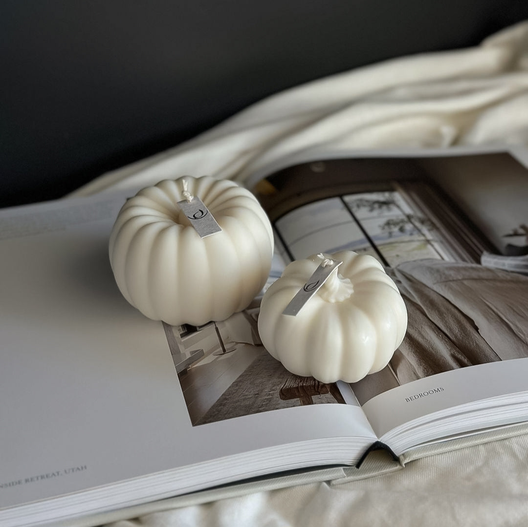 The flexible Large Pumpkin Candle Mould silicone candle mould by MYKA Candles and Moulds, suitable for soap moulds and food-grade cake mould use.