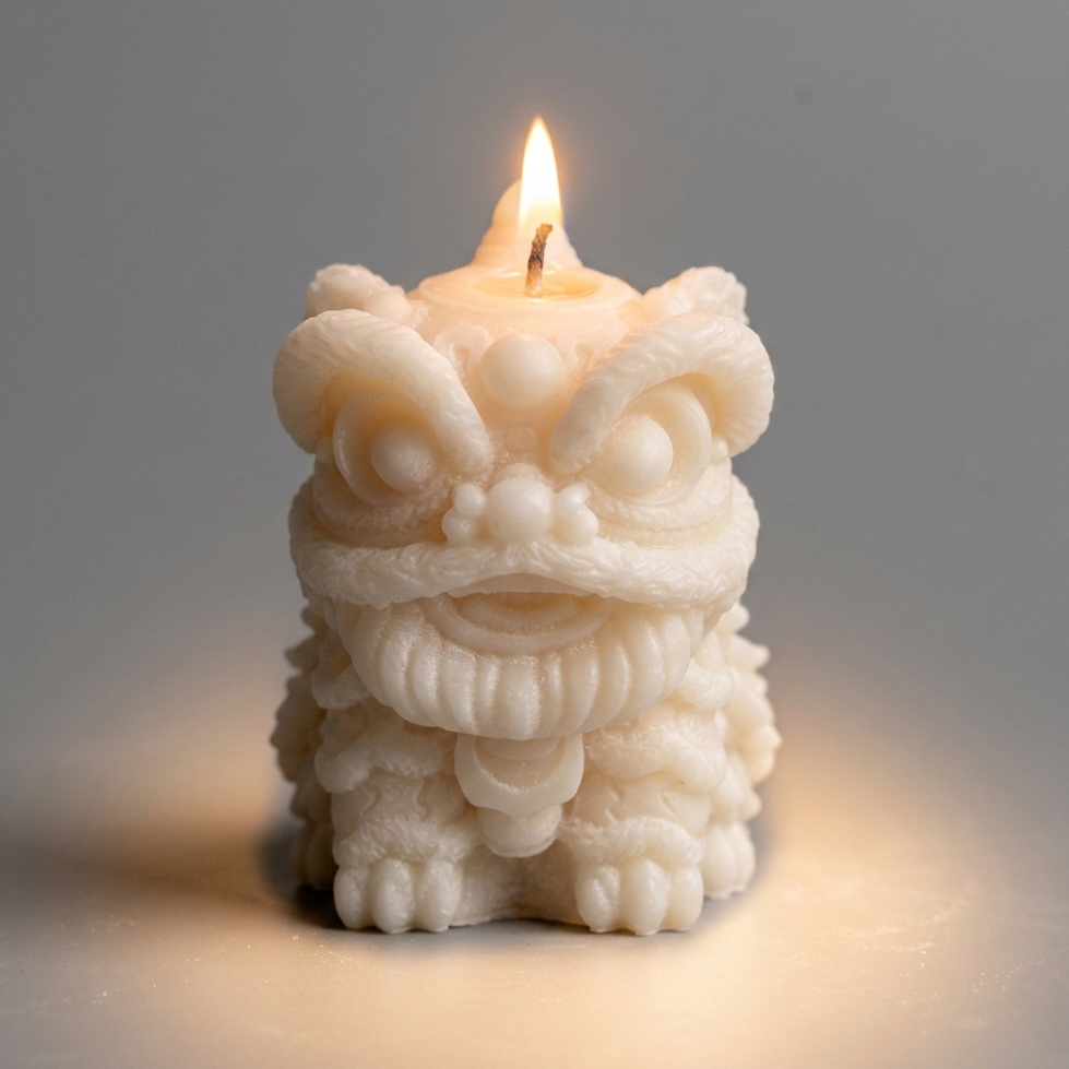 An aesthetic Lion Dance Silicone Candle Mould silicone candle mould from MYKA Candles and Moulds, perfect for soap, resin, and cake mould art.