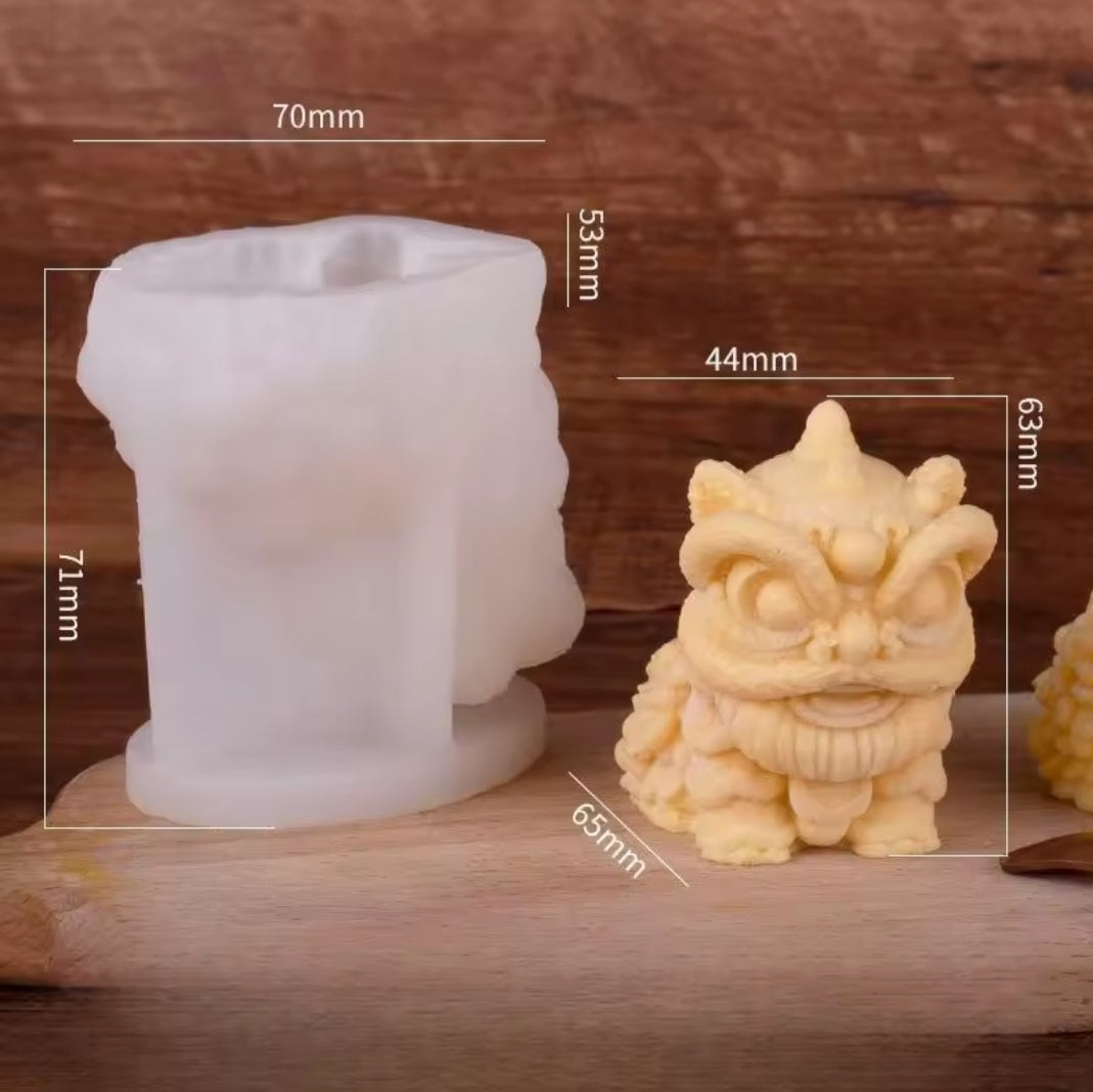 Crafting with the Lion Dance Silicone Candle Mould silicone candle mould by MYKA Candles and Moulds, also used for soap, resin, and cake moulds.