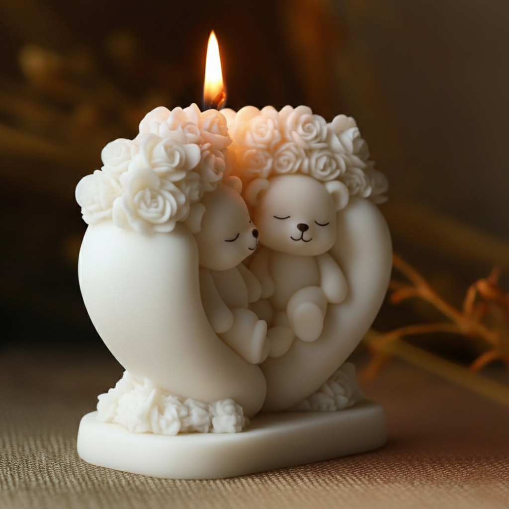 A Love Bears Candle Mould silicone candle mold by MYKA Candles and Moulds, the perfect multipurpose tool for soap, resin, and cake mould casting.