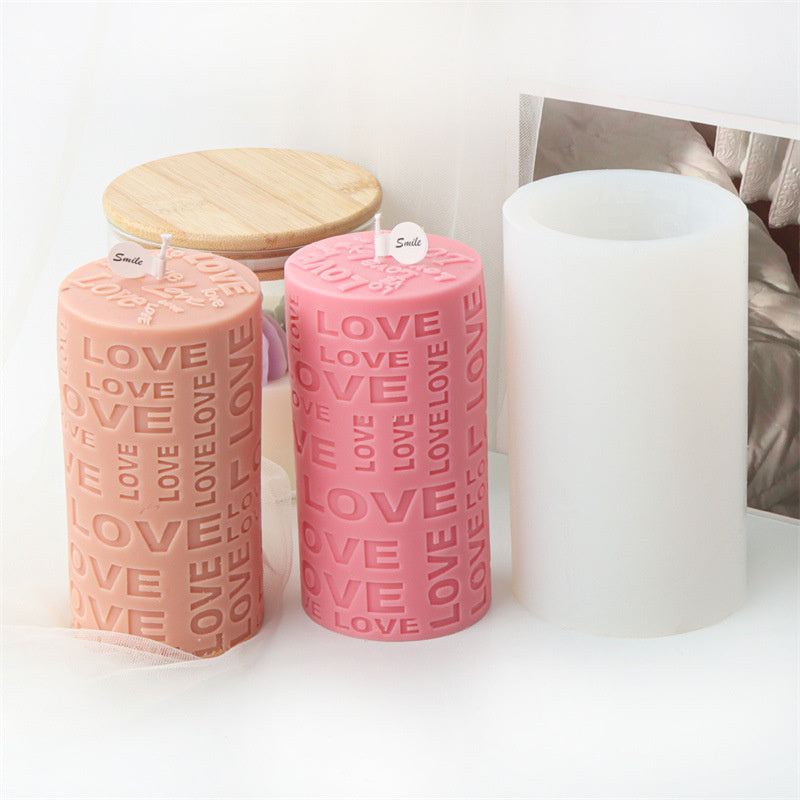 An intricate Love Pillar Candle Moulds silicone candle mold by MYKA Candles and Moulds, designed for aesthetic candles and resin moulds.