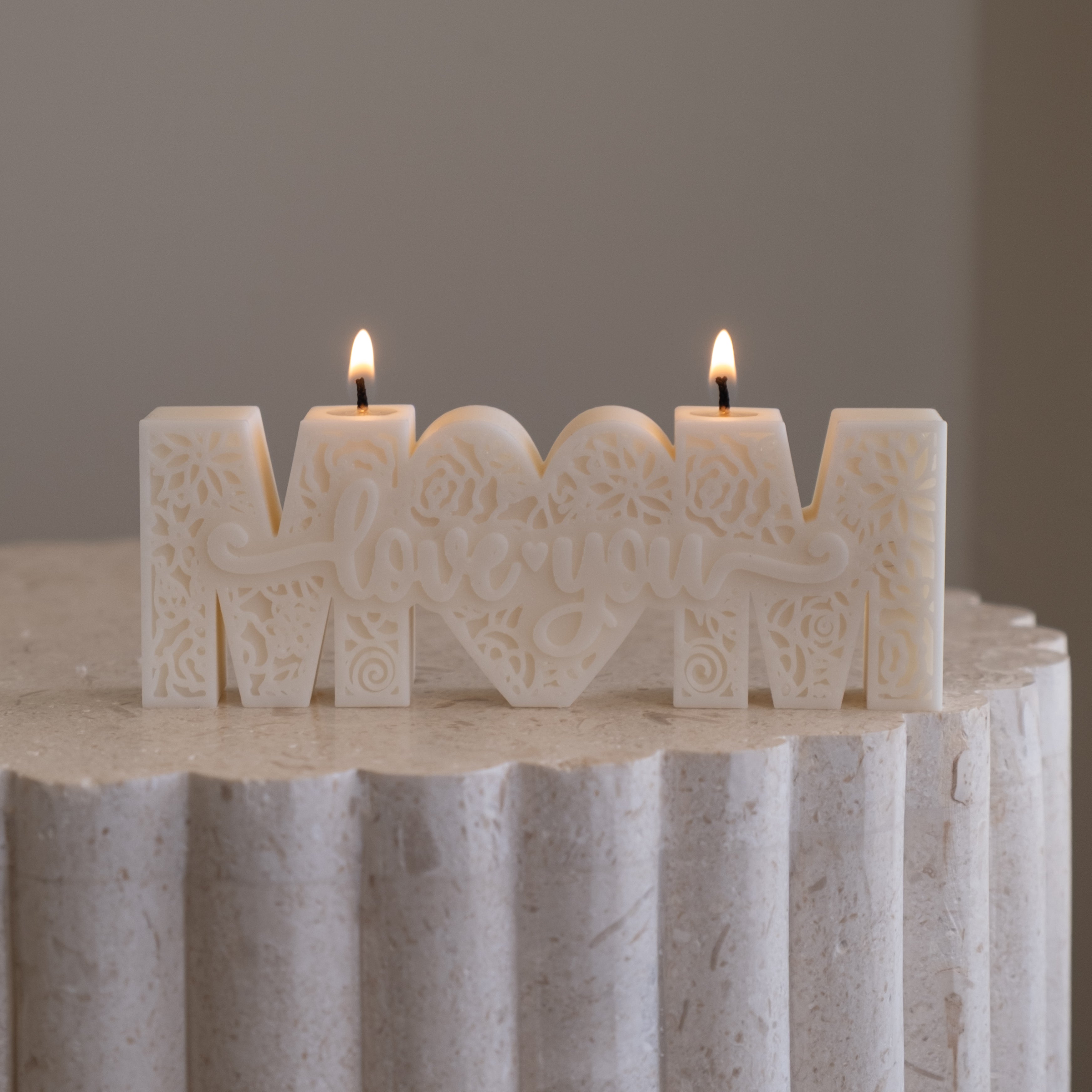 A Love You Mum Silicone Candle Mould silicone candle mold by MYKA Candles and Moulds, the perfect multipurpose tool for soap, resin, and cake mould casting.
