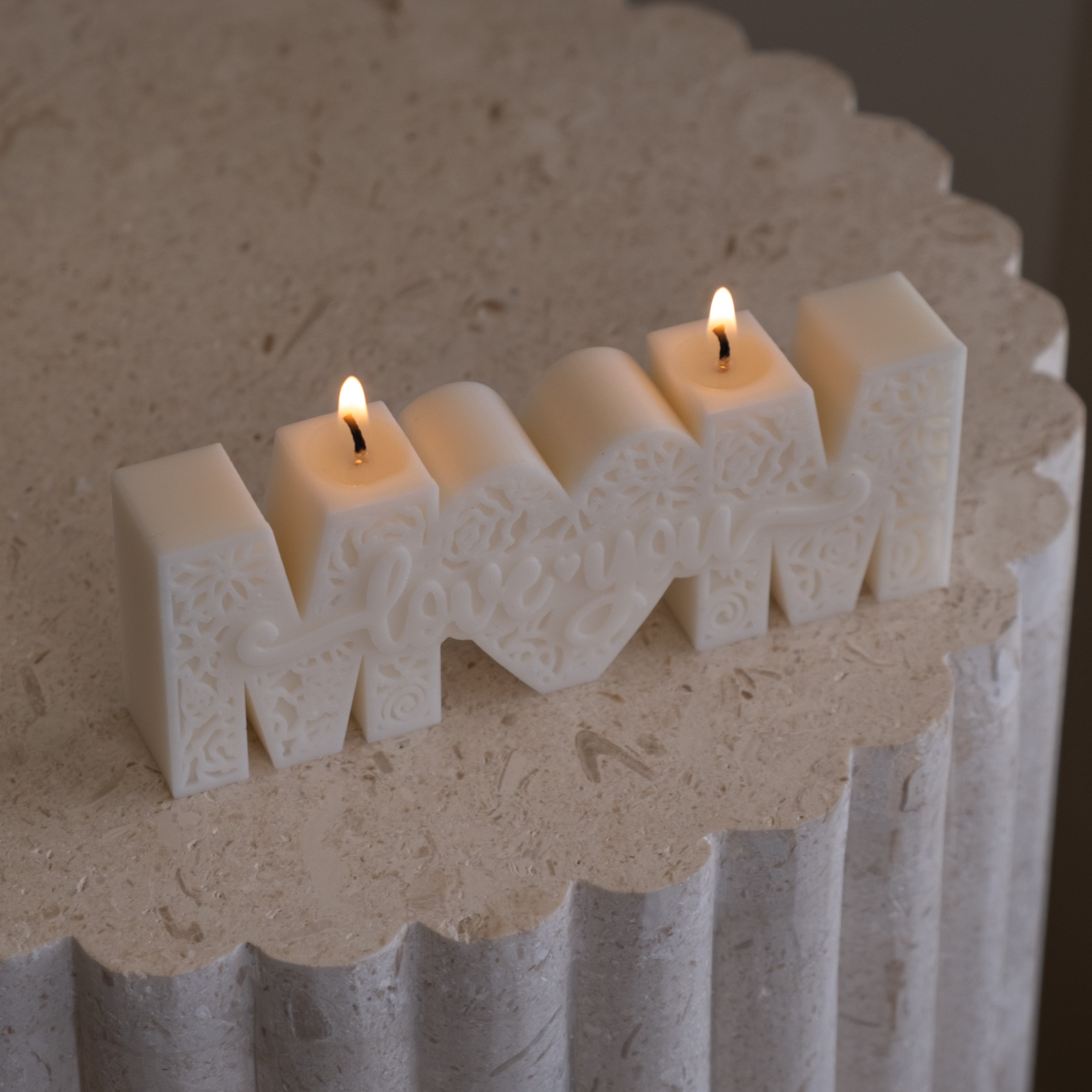 Professional Love You Mum Silicone Candle Mould silicone candle mould by MYKA Candles and Moulds, also used for resin moulds and baking mould designs.