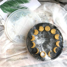 An intricate Lunar Phase Tray Candle Mould silicone candle mold by MYKA Candles and Moulds, designed for aesthetic candles and resin moulds.