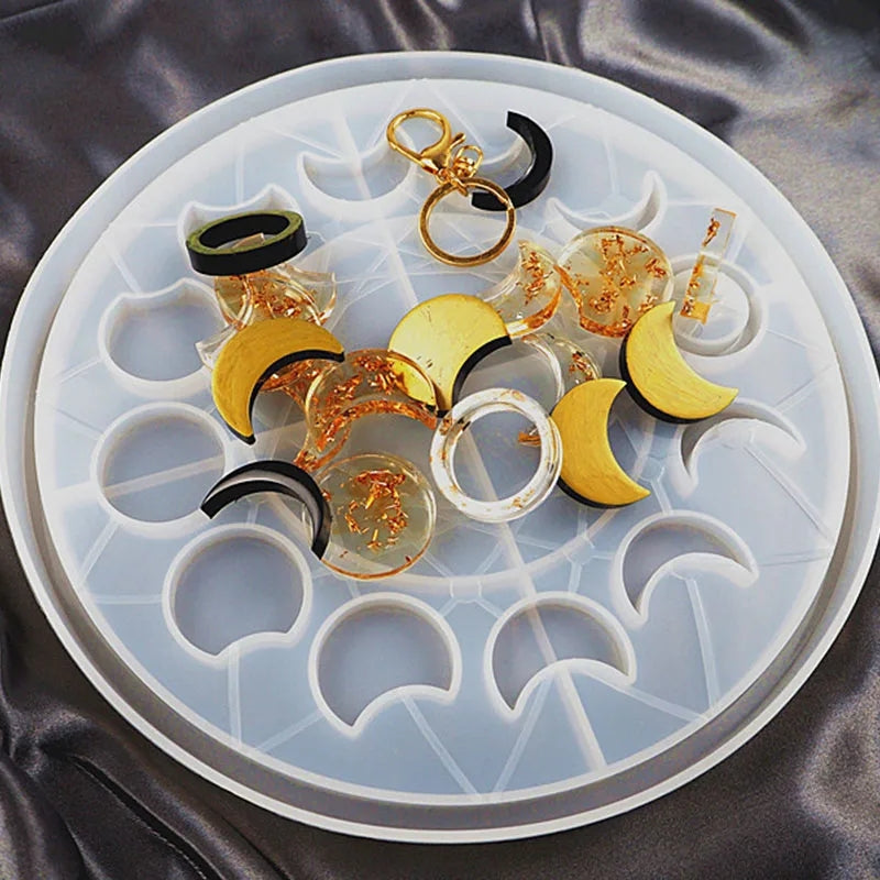 Showcasing the Lunar Phase Tray Candle Mould silicone candle mould by MYKA Candles and Moulds for creative baking moulds and candle making.
