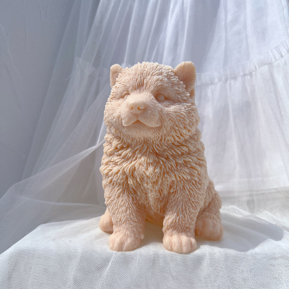 A detailed Malamute Puppy Candle Mould silicone candle mould by MYKA Candles and Moulds, perfect for candle making, soap moulds, and resin moulds.