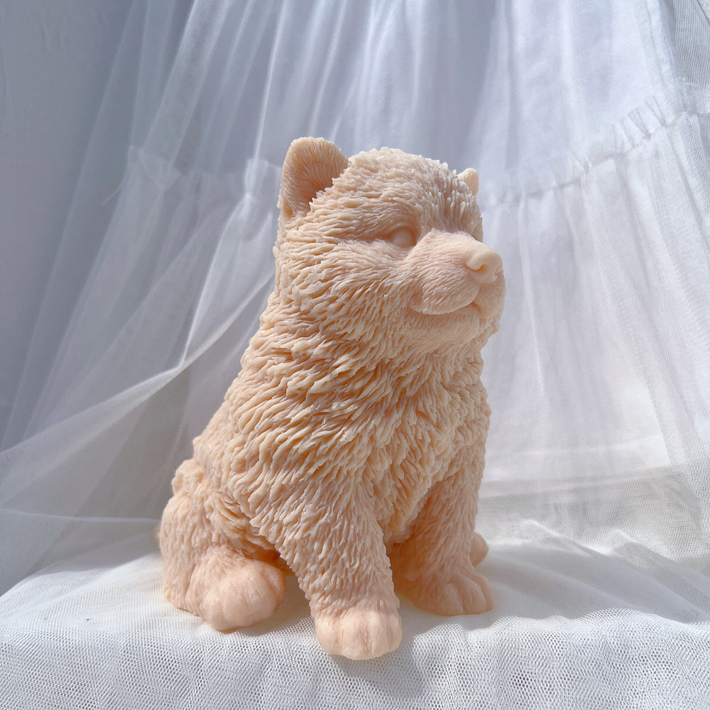 A high-performance Malamute Puppy Candle Mould silicone candle mold from MYKA Candles and Moulds for resin art and professional baking mould use.
