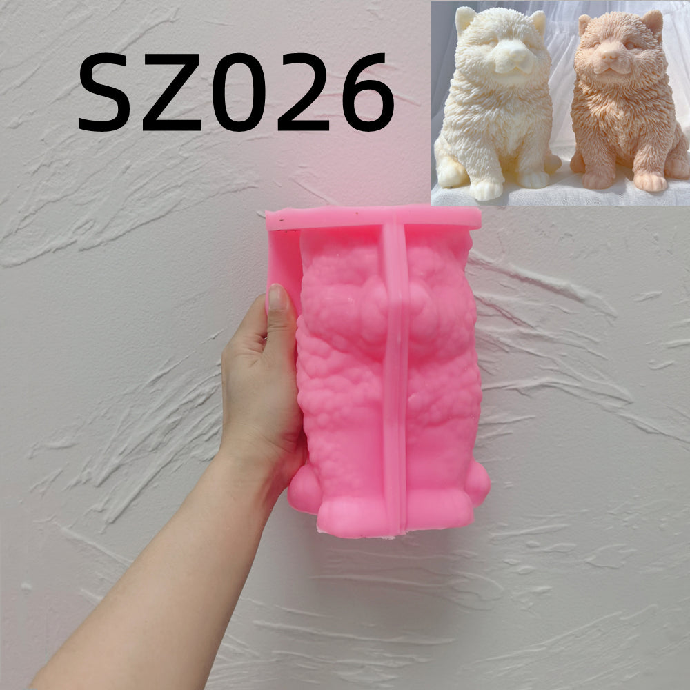 An aesthetic Malamute Puppy Candle Mould silicone candle mould from MYKA Candles and Moulds, perfect for soap, resin, and cake mould art.