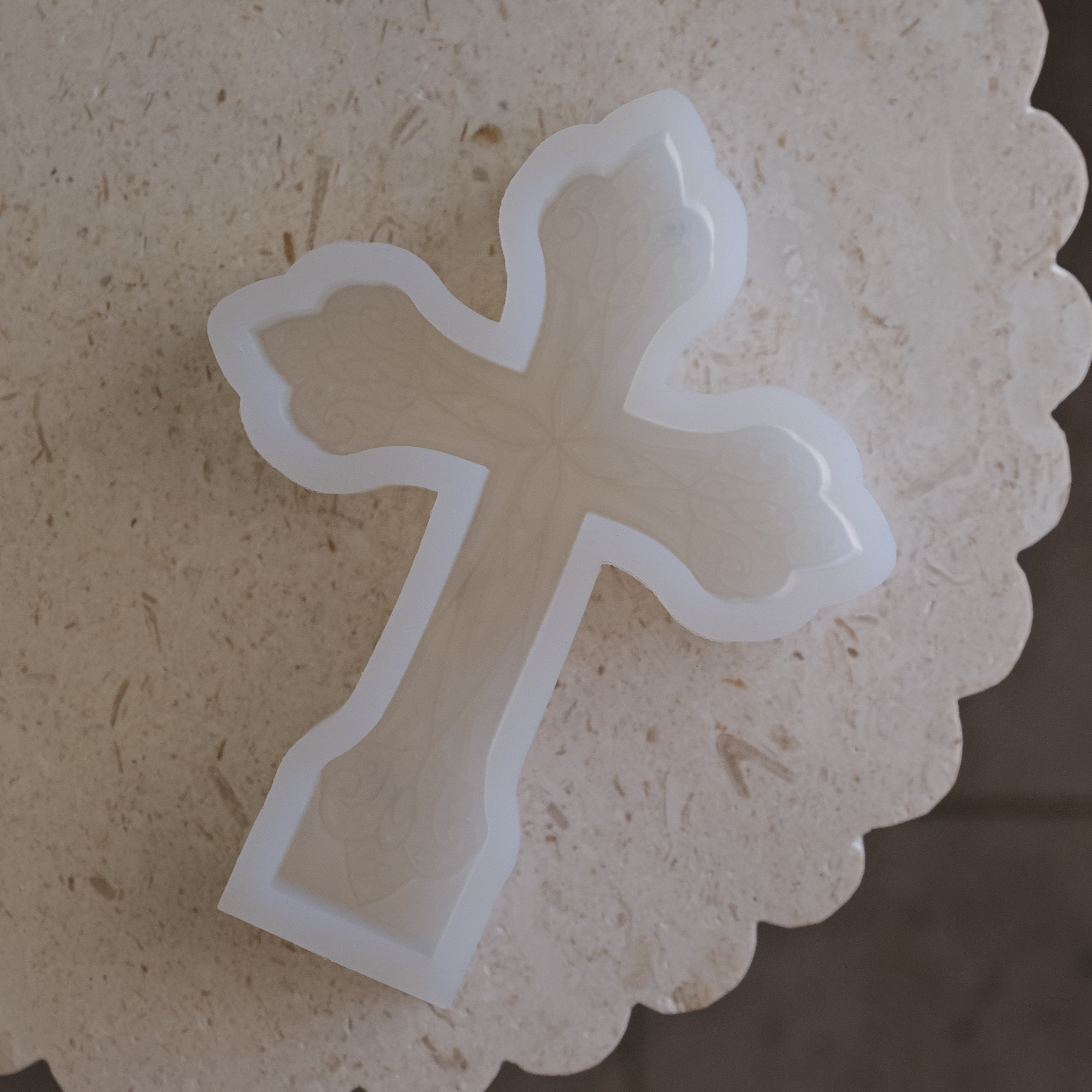 Handmade Mandala Cross Silicone Candle Mould silicone candle mold from MYKA Candles and Moulds, perfect for resin moulds and unique baking mould shapes.