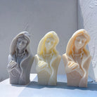 An intricate Mary's Grace Silicone Candle Mould silicone candle mold by MYKA Candles and Moulds, designed for aesthetic candles and resin moulds.
