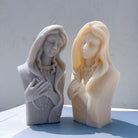 Close-up of the Mary's Grace Silicone Candle Mould silicone candle mould by MYKA Candles and Moulds for soy wax, soap moulds, and baking mould hobbyists.