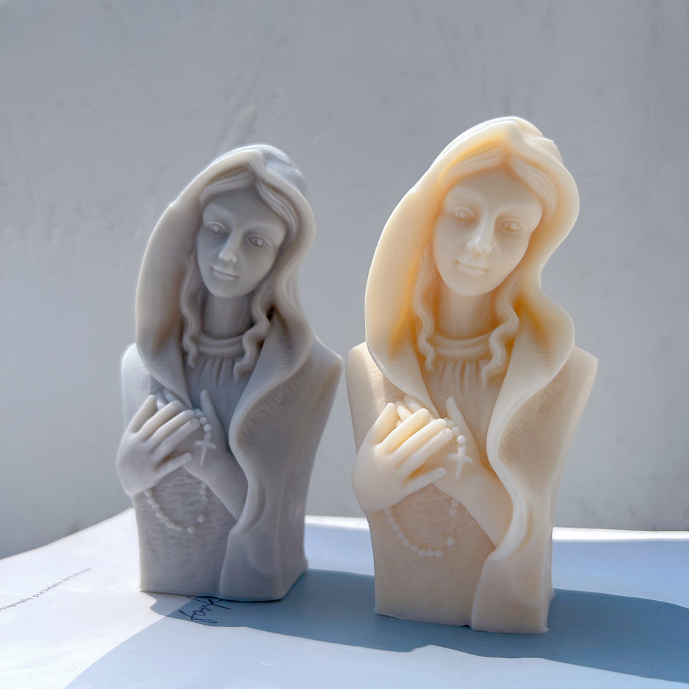 View of the Mary's Grace Silicone Candle Mould silicone candle mould from MYKA Candles and Moulds, ideal for DIY soap moulds and cake mould projects.