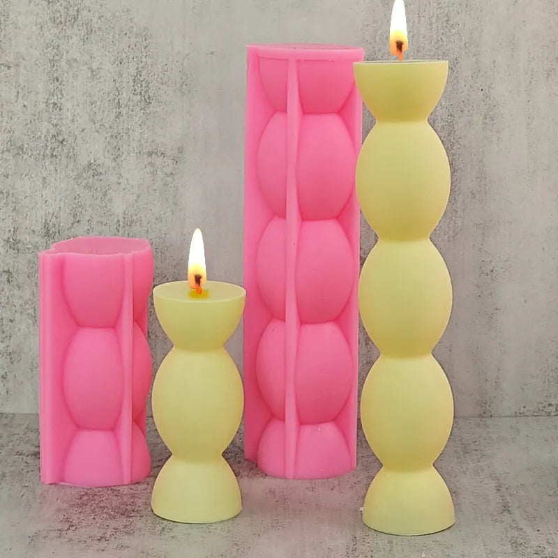 The Mia & Maya Pillar Candle Mould silicone candle mould from MYKA Candles and Moulds, a professional supply for candle, soap, and baking moulds.