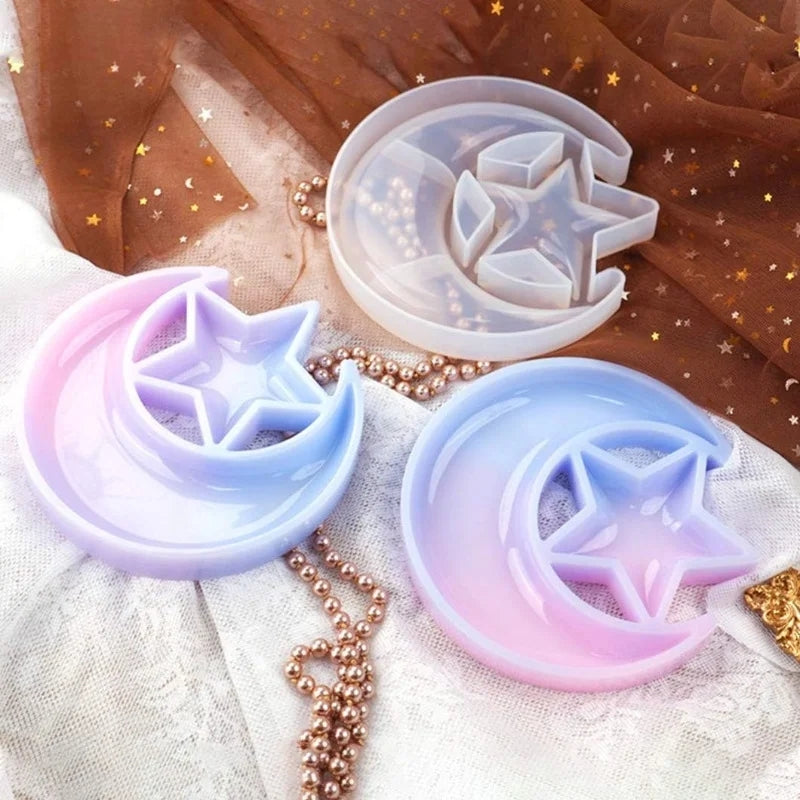 An intricate Moonbeam Tray Silicone Candle Mould silicone candle mold by MYKA Candles and Moulds, designed for aesthetic candles and resin moulds.