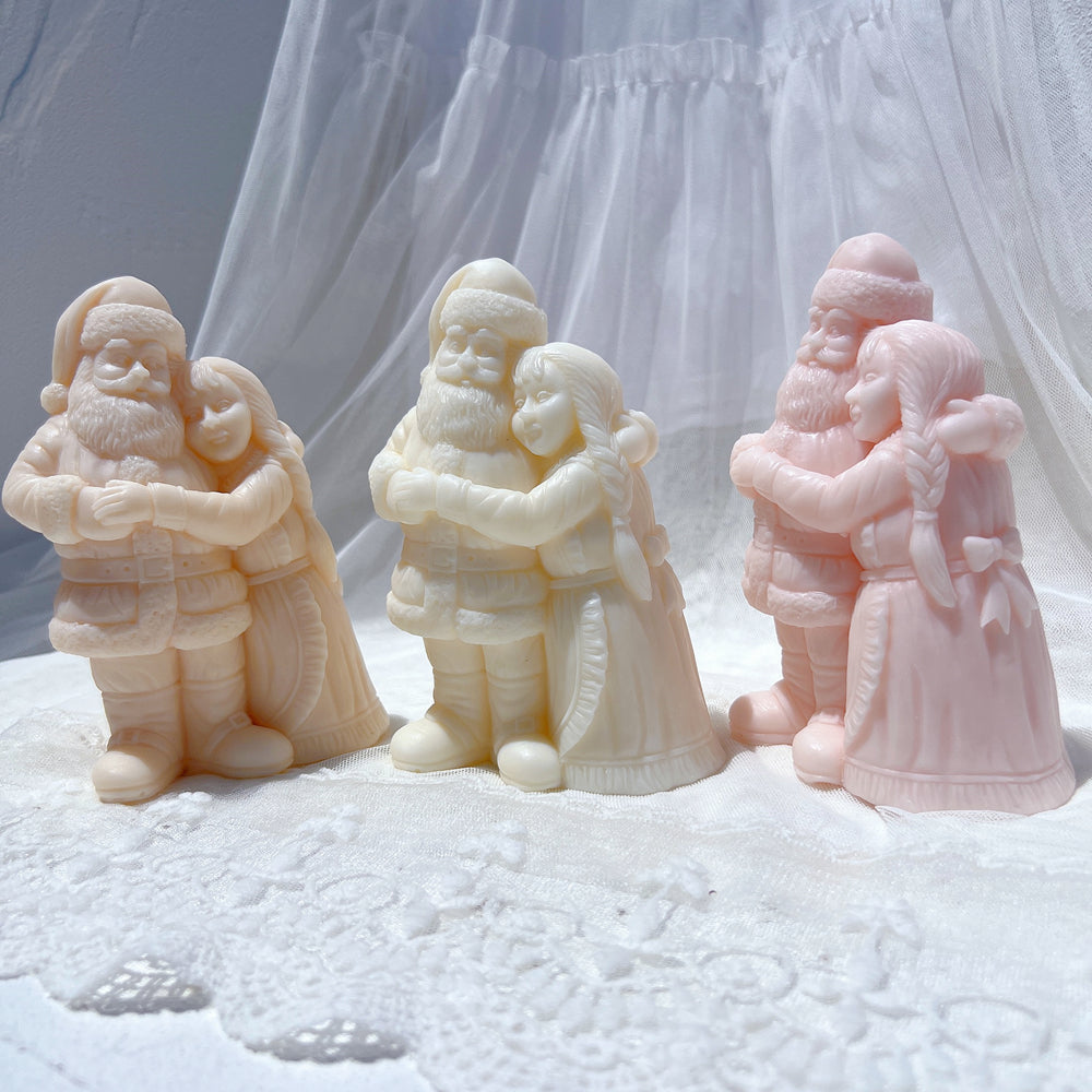 A heat-resistant Mr. & Mrs. Claus Candle Mould silicone candle mould by MYKA Candles and Moulds, ideal for soap, resin, and baking mould applications.