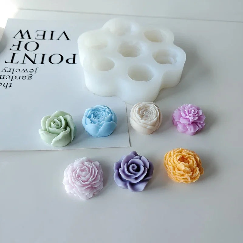 An intricate Multi Cavity Flower Candle Mould silicone candle mold by MYKA Candles and Moulds, designed for aesthetic candles and resin moulds.