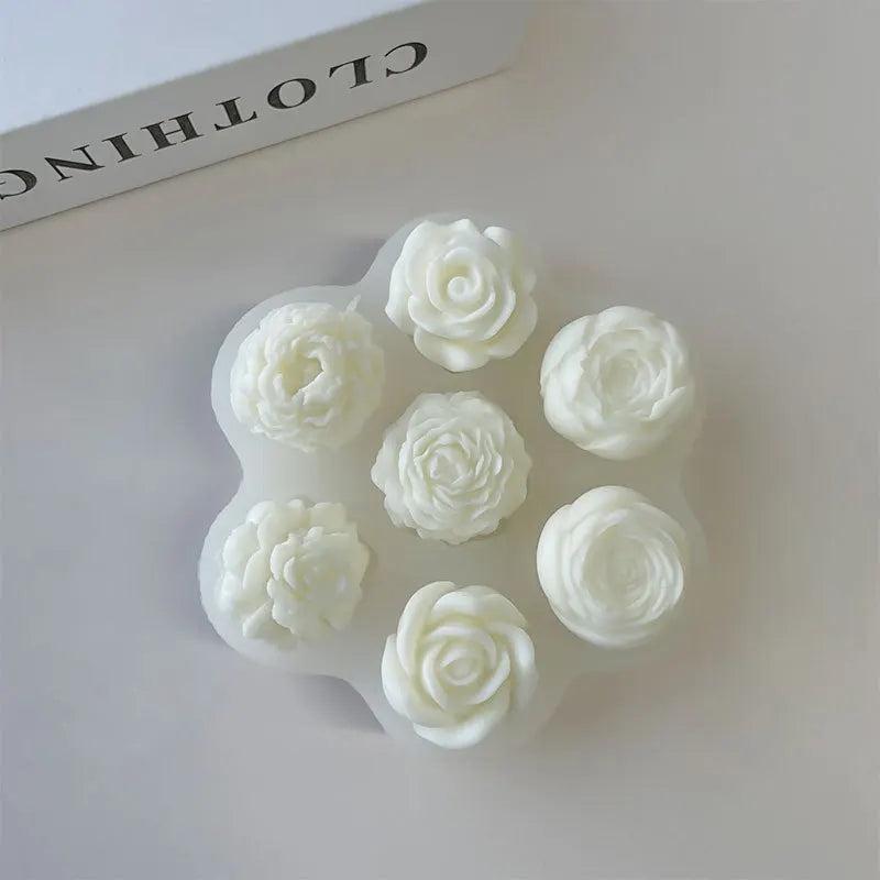 Crafting with the Multi Cavity Flower Candle Mould silicone candle mould by MYKA Candles and Moulds, also used for soap, resin, and cake moulds.