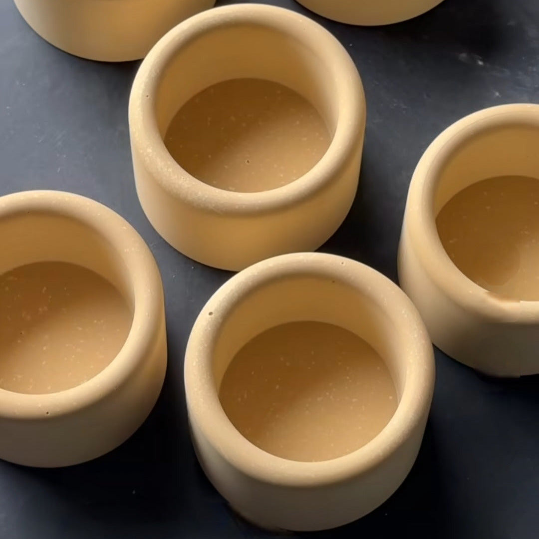 Close-up of the Multi-Cavity Mini Jar Mould silicone candle mould by MYKA Candles and Moulds for soy wax candles and concrete decor.