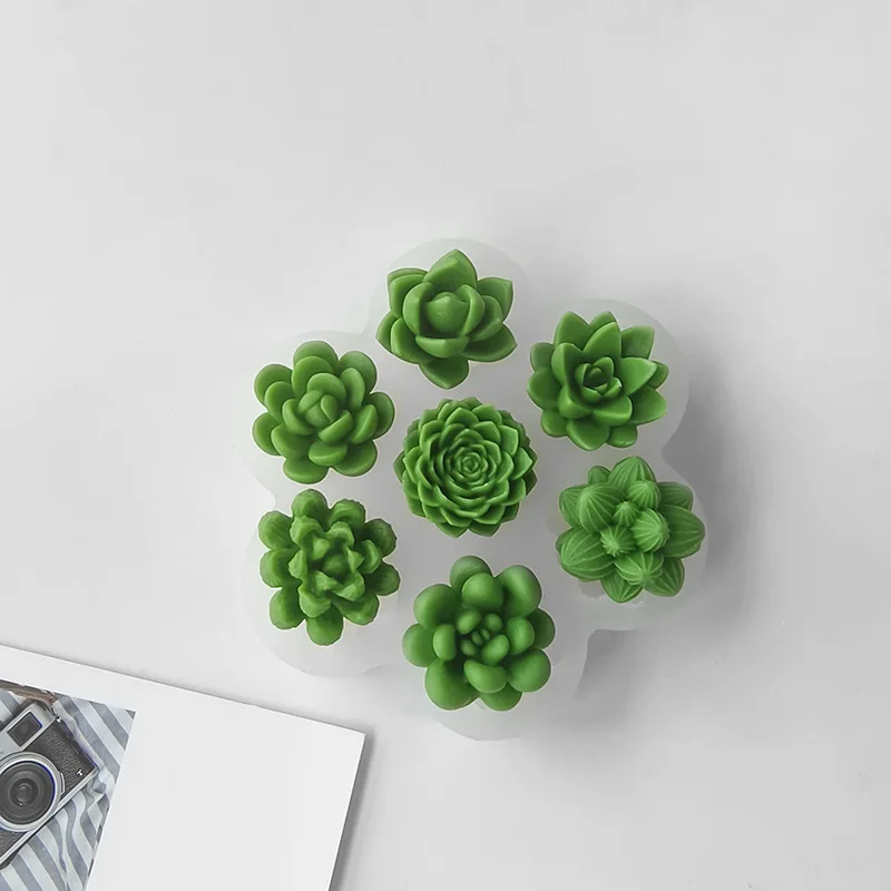 A Multi Cavity Succulent Candle Mould silicone candle mold by MYKA Candles and Moulds, the perfect multipurpose tool for soap, resin, and cake mould casting.
