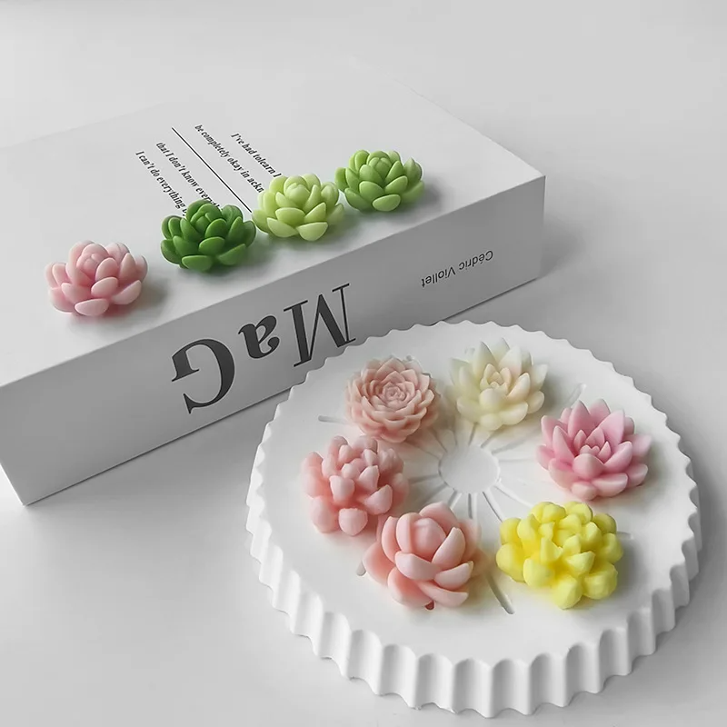 A Multi Cavity Succulent Candle Mould silicone candle mold by MYKA Candles and Moulds, designed for easy release in soap, resin, and cake mould casting.