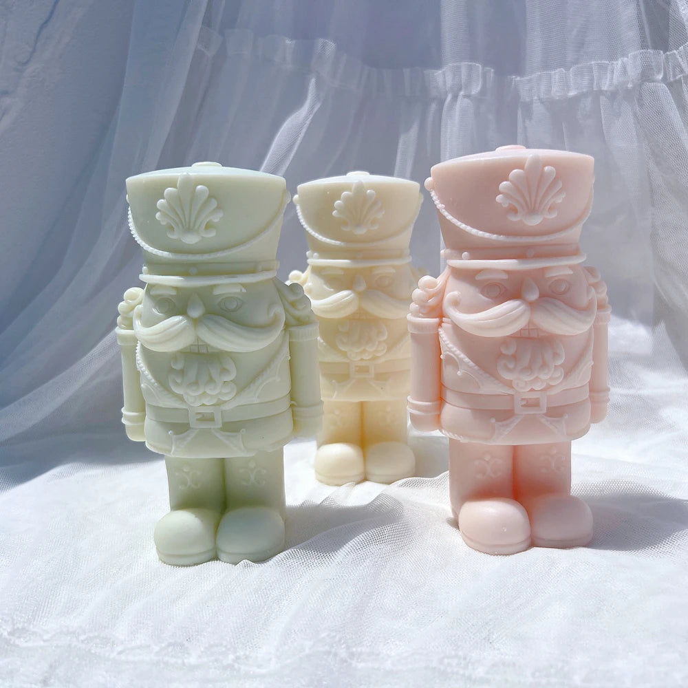 An intricate Ornamental Nutcracker Candle Mould silicone candle mold by MYKA Candles and Moulds, designed for aesthetic candles and resin moulds.