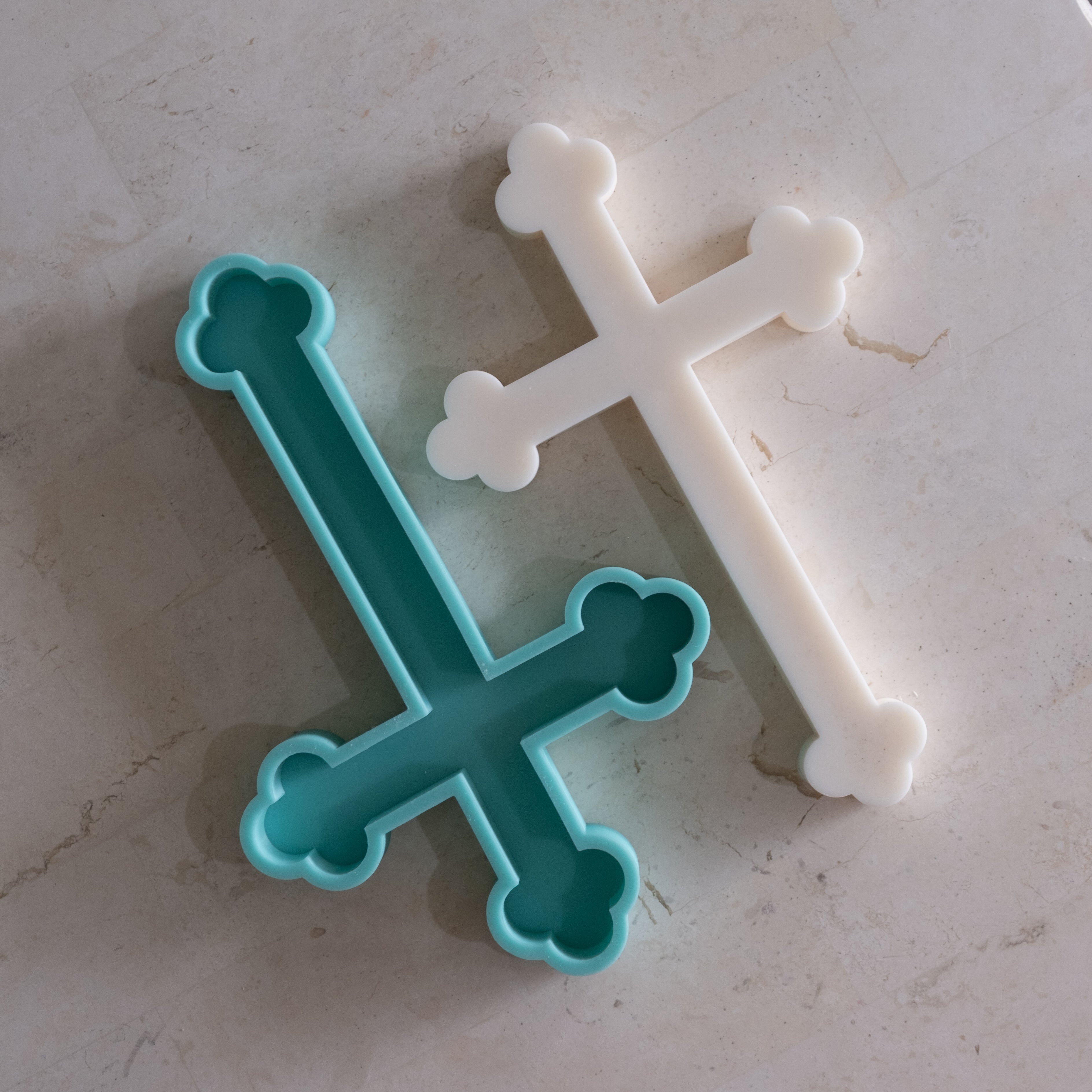 A Orthodox Cross Silicone Candle Mould silicone candle mold by MYKA Candles and Moulds, the perfect multipurpose tool for soap, resin, and cake mould casting.