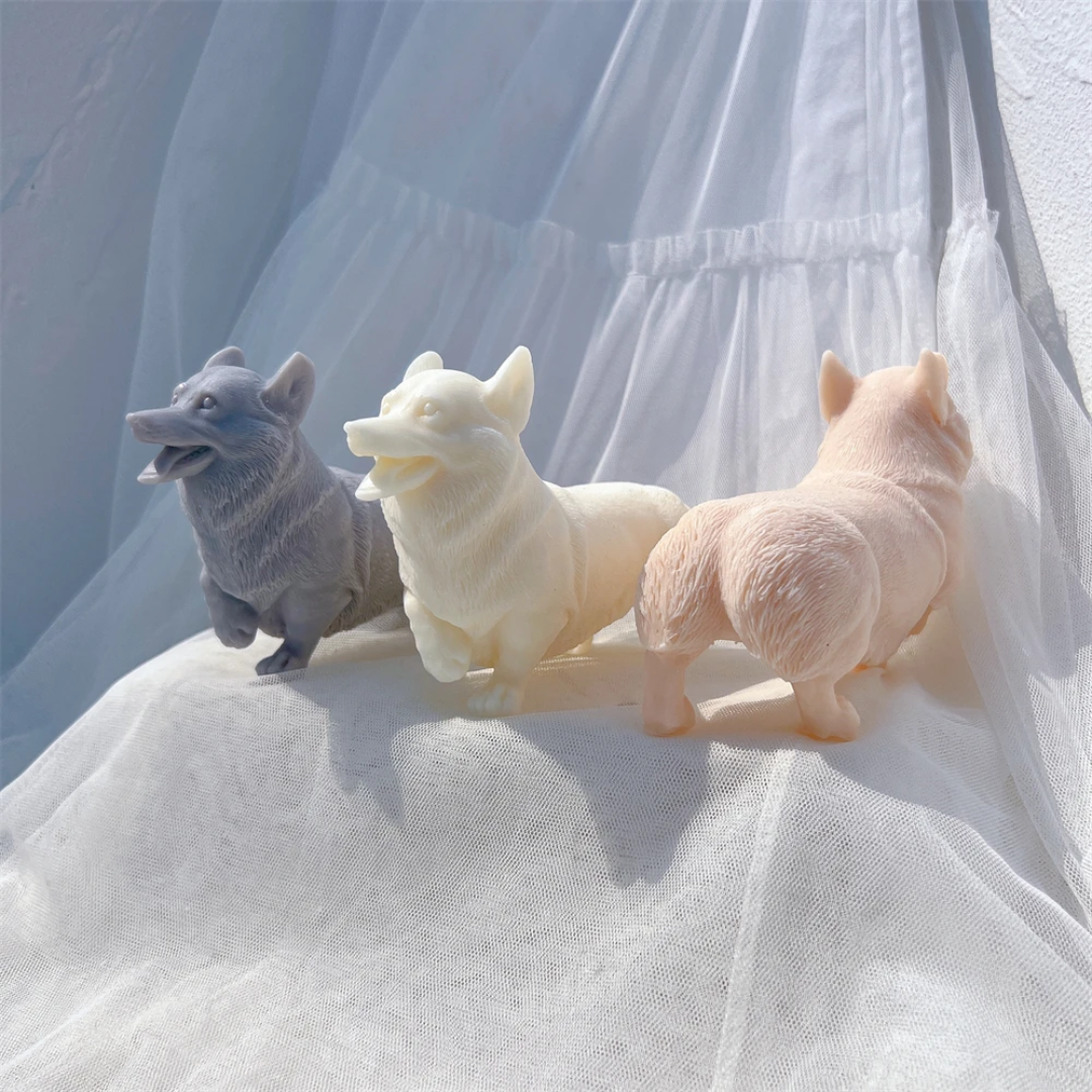 High-quality Pembroke Welsh Corgi Candle Mould silicone candle mould from MYKA Candles and Moulds, great for resin moulds and professional baking mould needs.