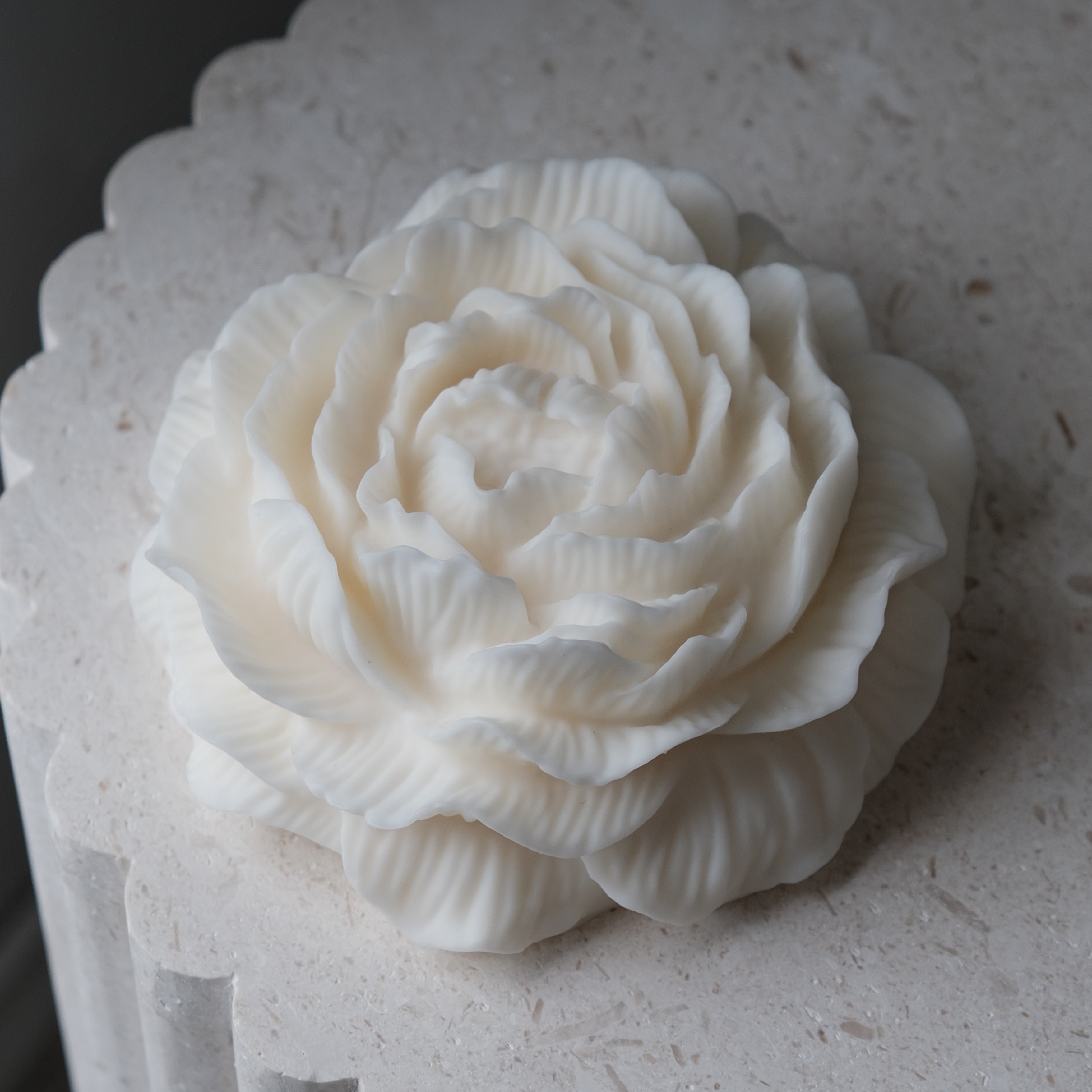 The Peony Candle Mould silicone candle mould from MYKA Candles and Moulds, a professional supply for candle, soap, and baking moulds.