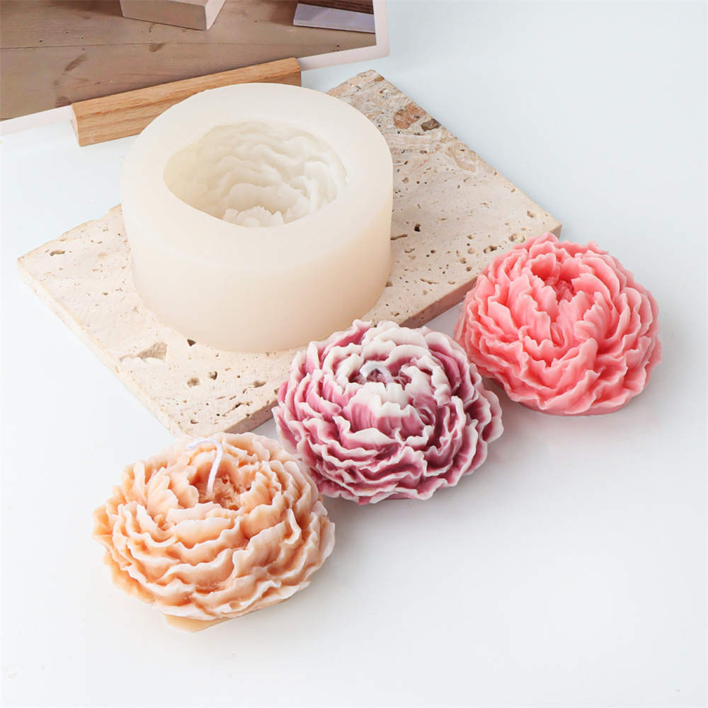 The Peony Flower Candle Mould silicone candle mould by MYKA Candles and Moulds, a must-have for resin moulds and DIY baking mould enthusiasts.