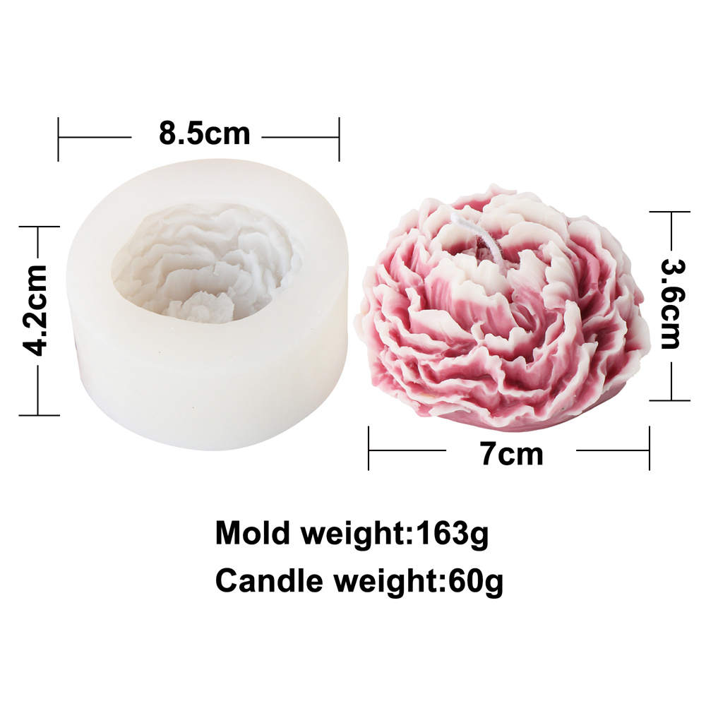 The Peony Flower Candle Mould silicone candle mould from MYKA Candles and Moulds, a professional supply for candle, soap, and baking moulds.
