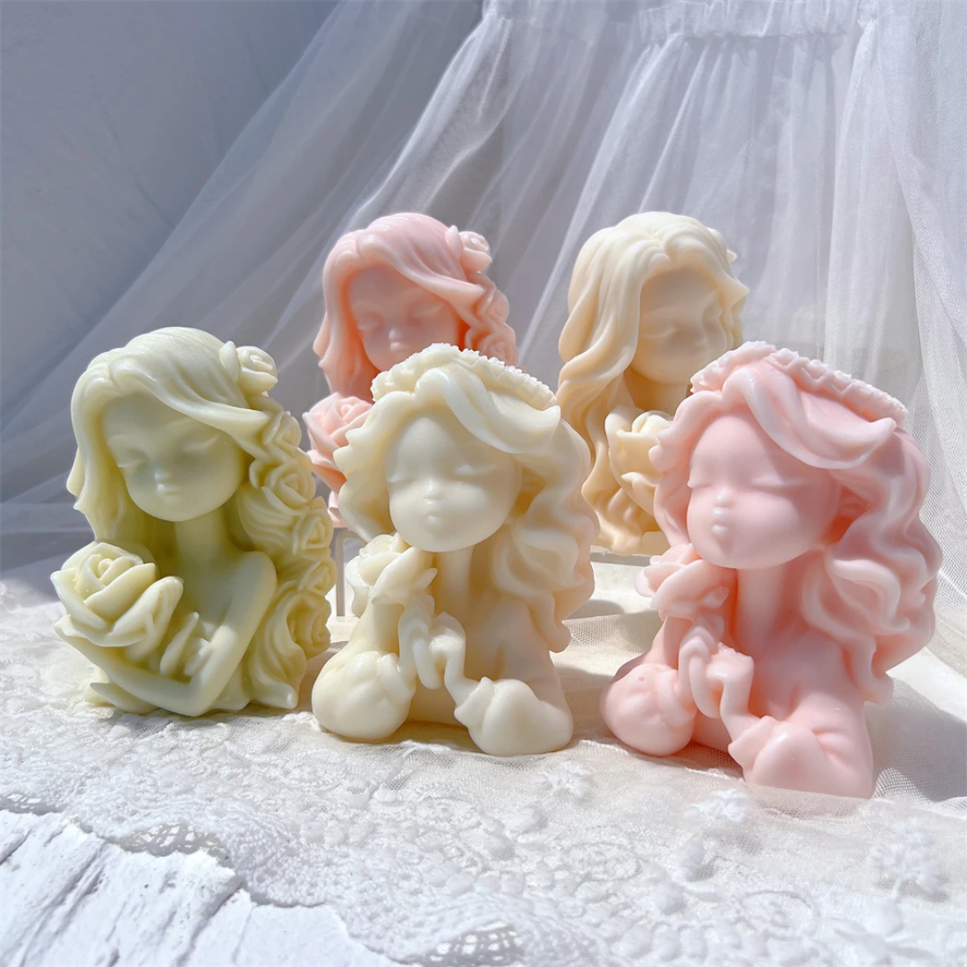 An aesthetic Petal Princess Silicone Candle Mould silicone candle mould from MYKA Candles and Moulds, perfect for soap, resin, and cake mould art.