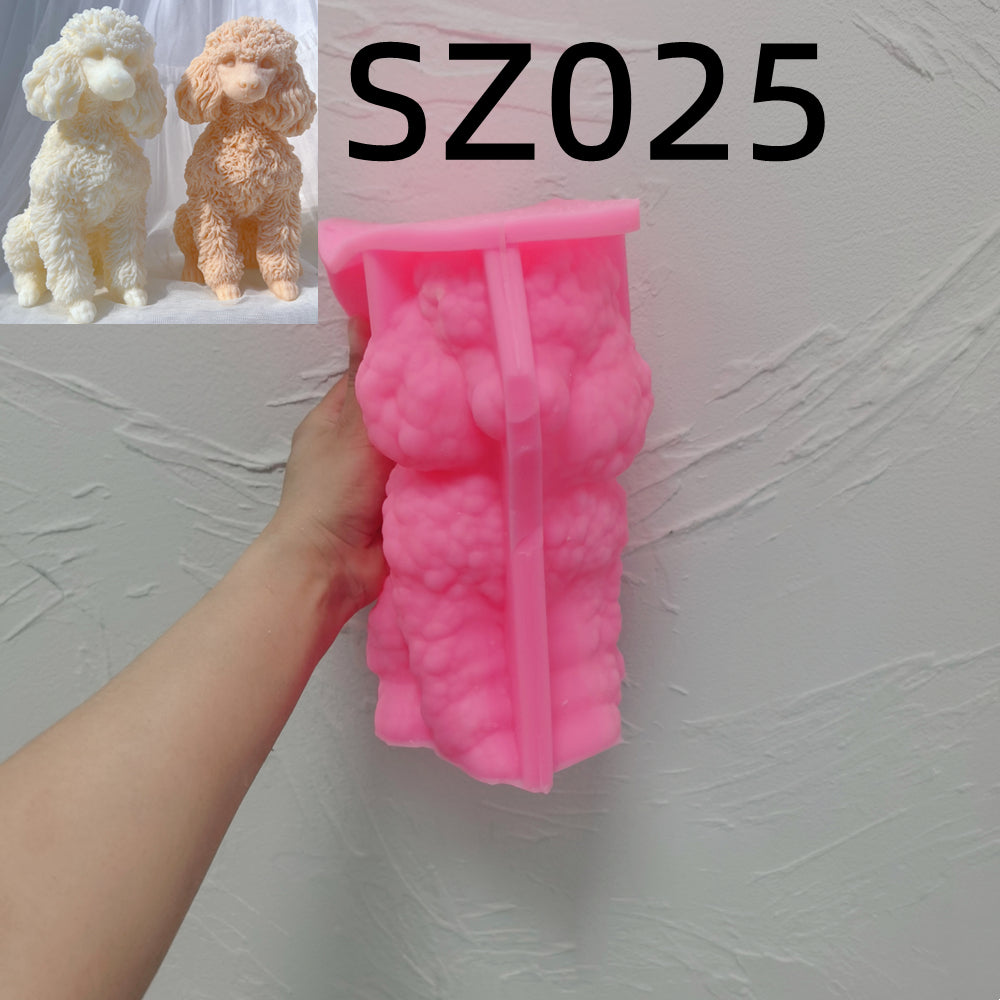 An aesthetic Poodle Candle Mould silicone candle mould from MYKA Candles and Moulds, perfect for soap, resin, and cake mould art.