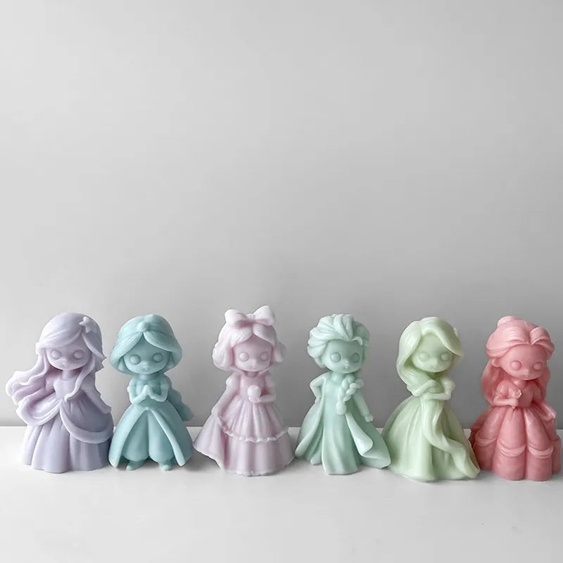An aesthetic Princess Candle Moulds silicone candle mould from MYKA Candles and Moulds, perfect for soap, resin, and cake mould art.