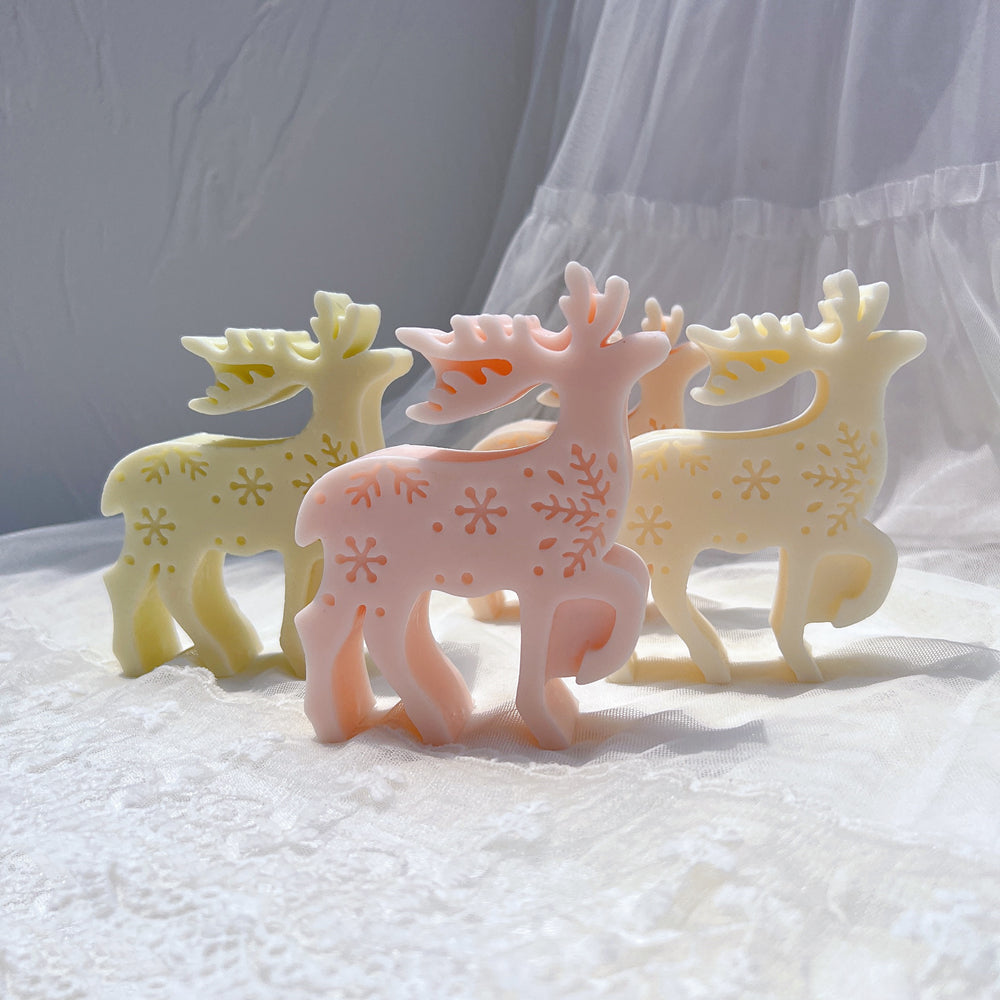A heat-resistant Reindeer Silicone Candle Mould silicone candle mould by MYKA Candles and Moulds, ideal for soap, resin, and baking mould applications.
