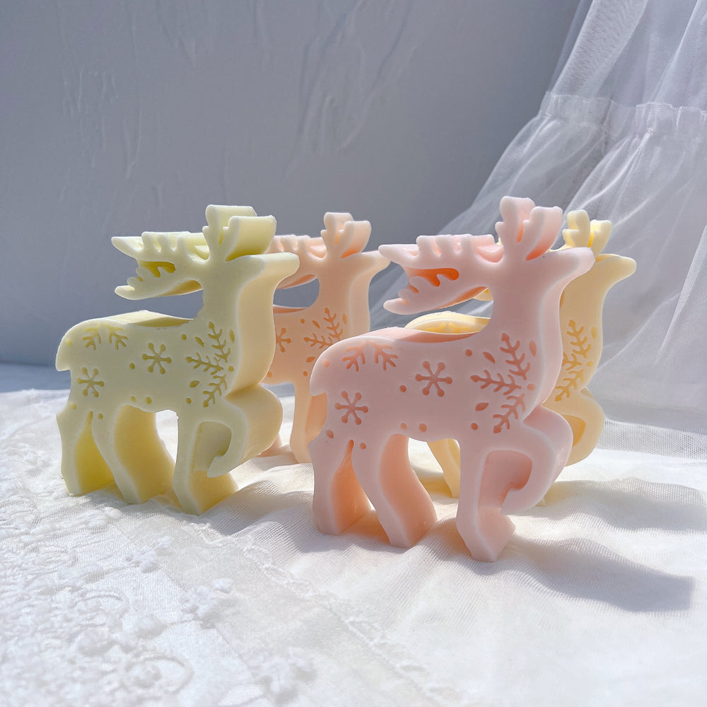 A heat-resistant Reindeer Silicone Candle Mould silicone candle mould by MYKA Candles and Moulds, ideal for soap, resin, and baking mould applications.
