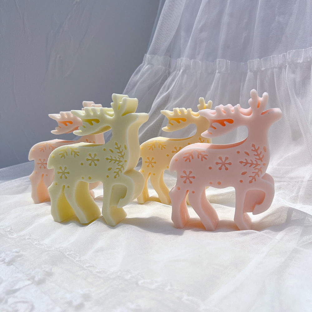 Crafting with the Reindeer Silicone Candle Mould silicone candle mould by MYKA Candles and Moulds, also used for soap, resin, and cake moulds.