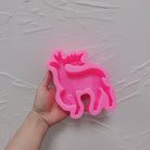The flexible Reindeer Silicone Candle Mould silicone candle mould by MYKA Candles and Moulds, suitable for soap moulds and food-grade cake mould use.