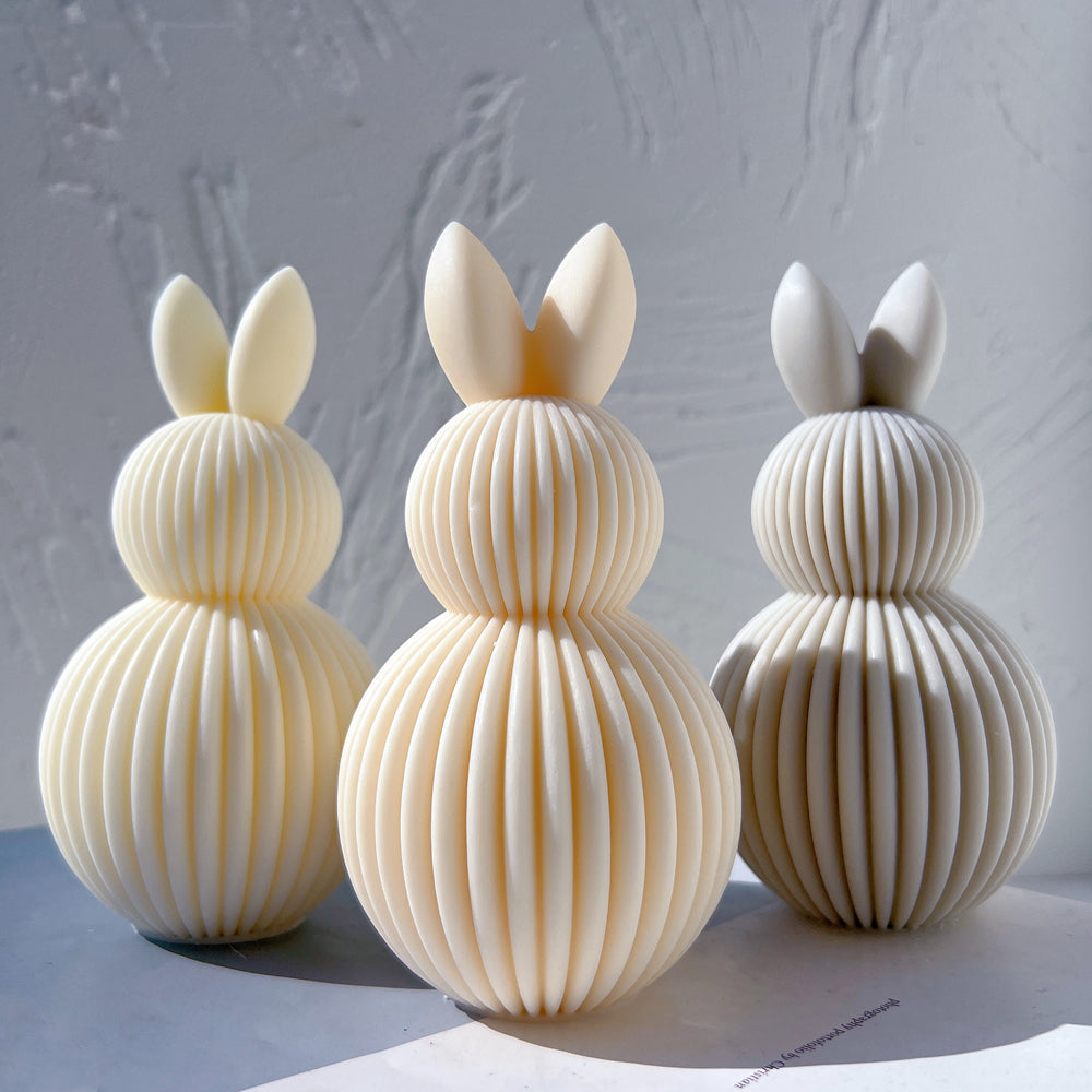 High-quality Ribbed Bunny Candle Mould silicone candle mould from MYKA Candles and Moulds, great for resin moulds and professional baking mould needs.