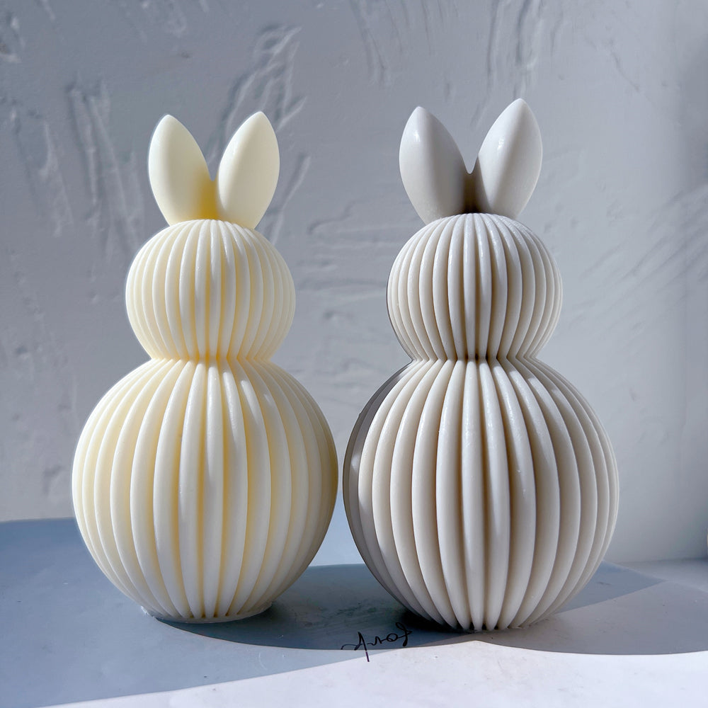 Handmade Ribbed Bunny Candle Mould silicone candle mold from MYKA Candles and Moulds, perfect for resin moulds and unique baking mould shapes.