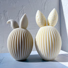 The Ribbed Bunny Egg Candle Moulds silicone candle mould by MYKA Candles and Moulds, a must-have for resin moulds and DIY baking mould enthusiasts.