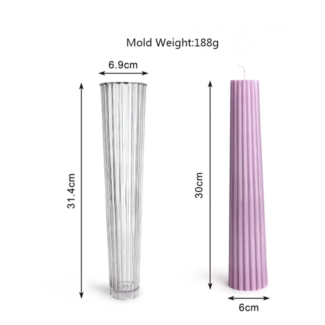 Crafting with the Ribbed Column Candle Mould silicone candle mould by MYKA Candles and Moulds, also used for soap, resin, and cake moulds.