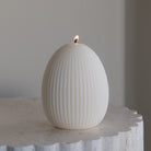 Crafting with the Ribbed Easter Egg Silicone Candle Mould silicone candle mould by MYKA Candles and Moulds, also used for soap, resin, and cake moulds.