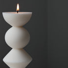 Handmade Ribbed Geometric Pillar Candle Mould silicone candle mold from MYKA Candles and Moulds, perfect for resin moulds and unique baking mould shapes.