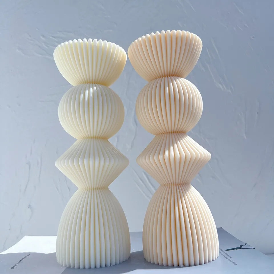 High-quality Ribbed Geometric Stack Candle Moulds silicone candle mould from MYKA Candles and Moulds, great for resin moulds and professional baking mould needs.