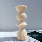View of the Ribbed Geometric Stack Candle Moulds silicone candle mould from MYKA Candles and Moulds, ideal for DIY soap moulds and cake mould projects.