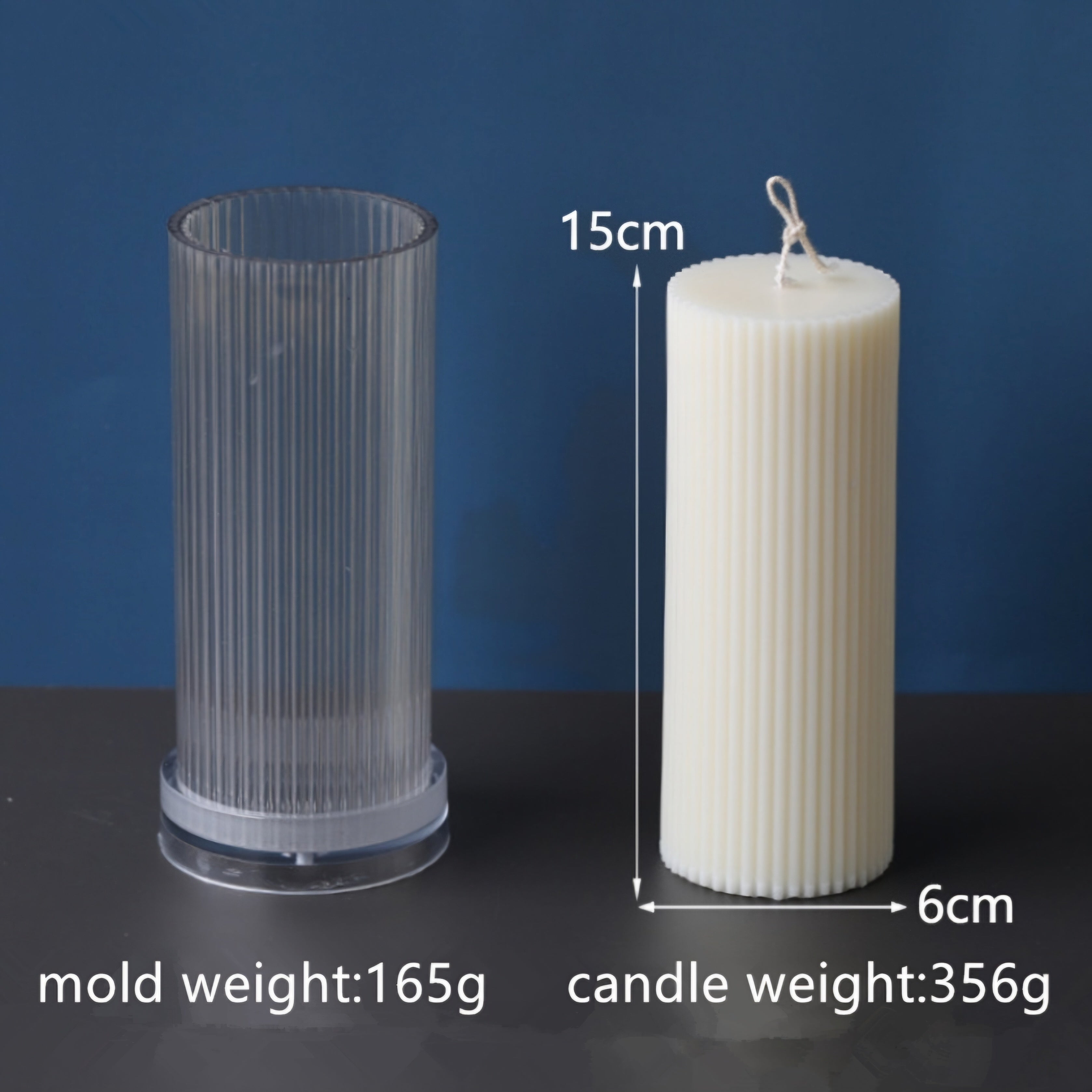 Handmade Ribbed Pillar Candle Moulds silicone candle mold from MYKA Candles and Moulds, perfect for resin moulds and unique baking mould shapes.