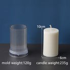 A heat-resistant Ribbed Pillar Candle Moulds silicone candle mould by MYKA Candles and Moulds, ideal for soap, resin, and baking mould applications.