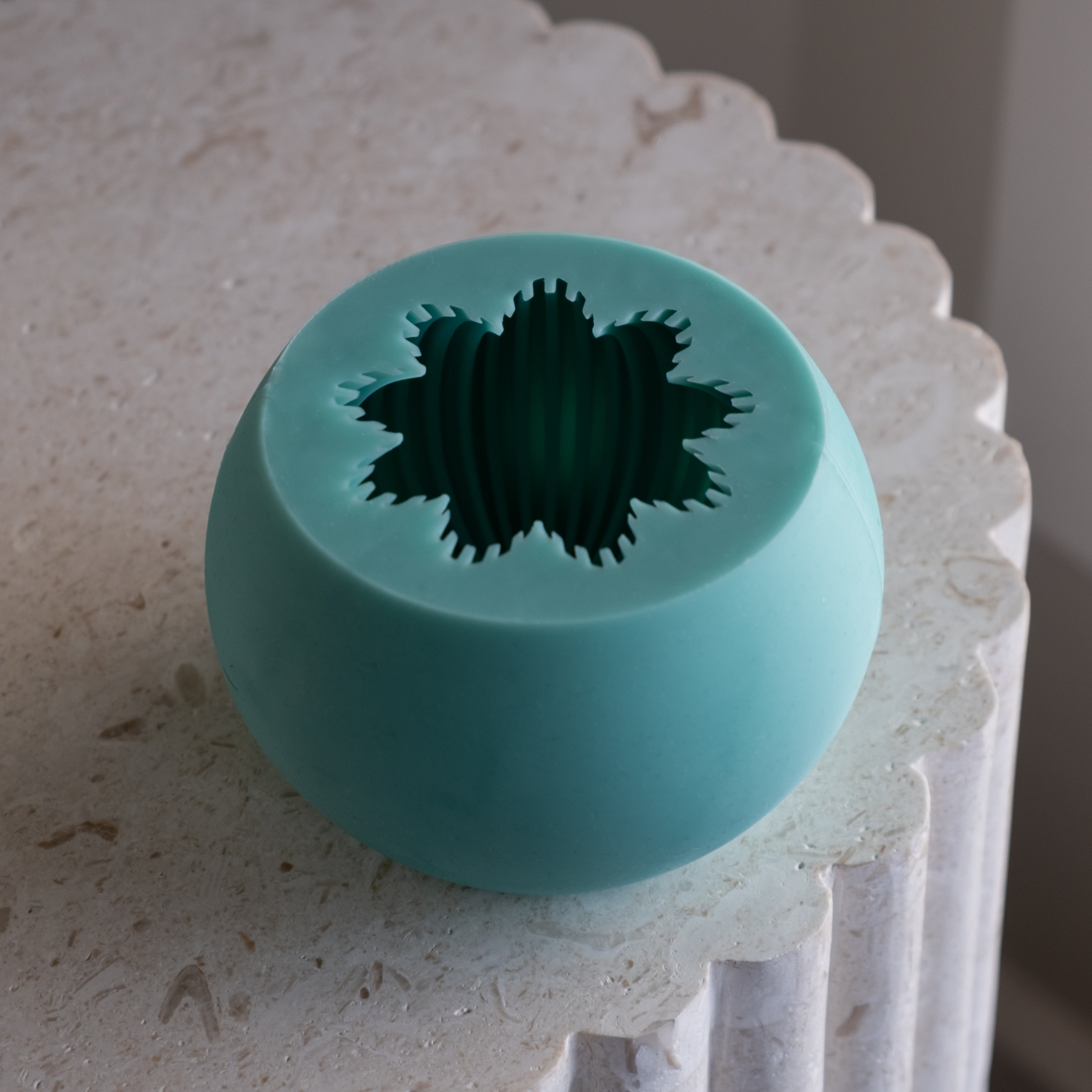 A premium Ribbed Pumpkin Candle Mould silicone candle mold by MYKA Candles and Moulds, a versatile tool for soap, resin, and cake mould crafting.