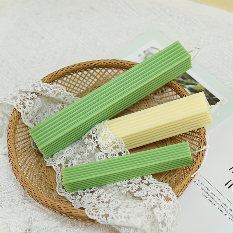 Handmade Ribbed Rectangular Pillar Candle Moulds silicone candle mold from MYKA Candles and Moulds, perfect for resin moulds and unique baking mould shapes.